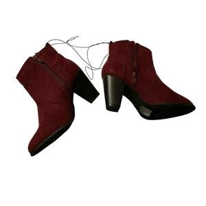 Express Velvet Booties Size 6 Red Boots